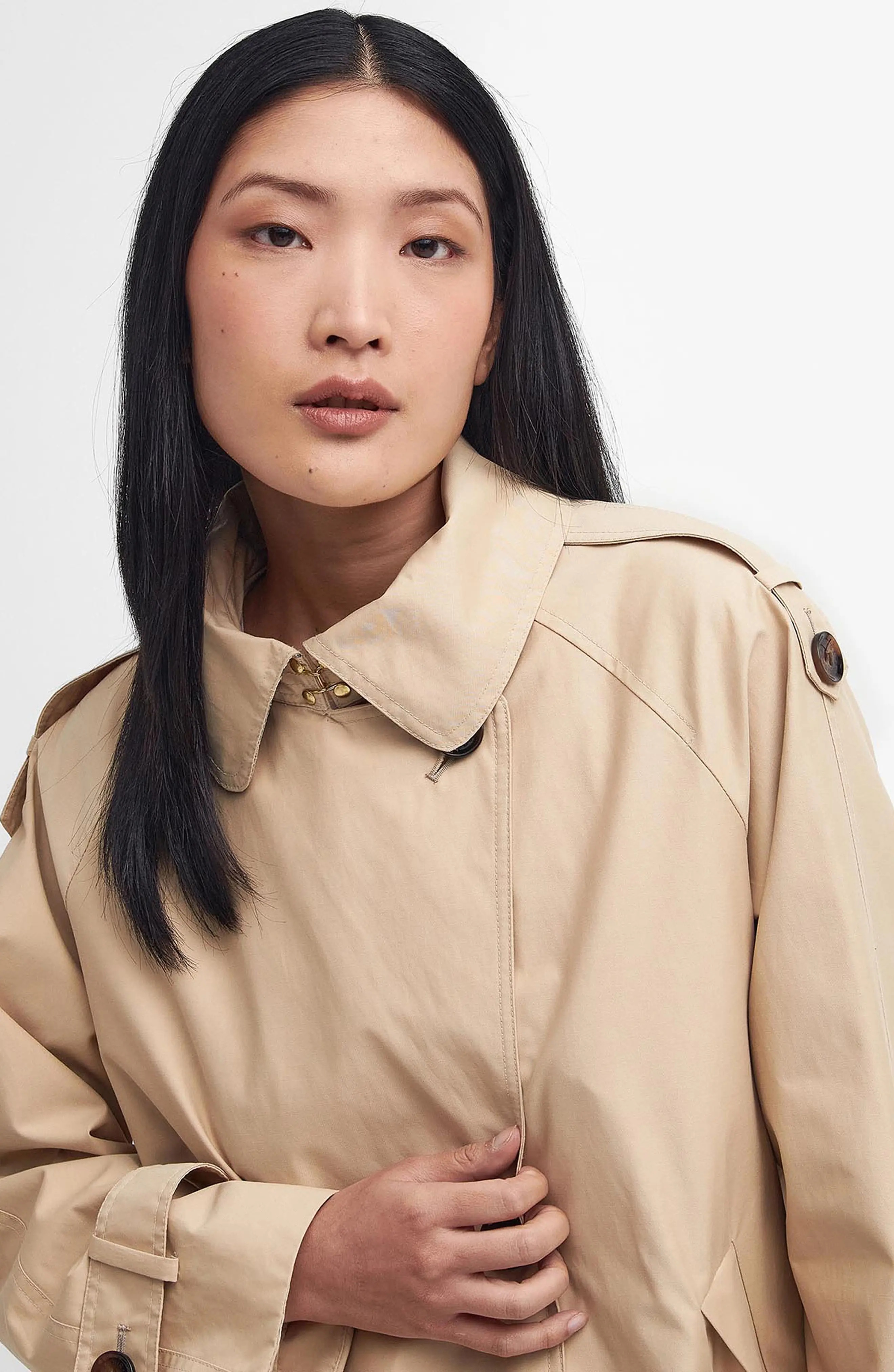 Annie Water Resistant Trench Jacket in Safari/Primrose Hessian - 8