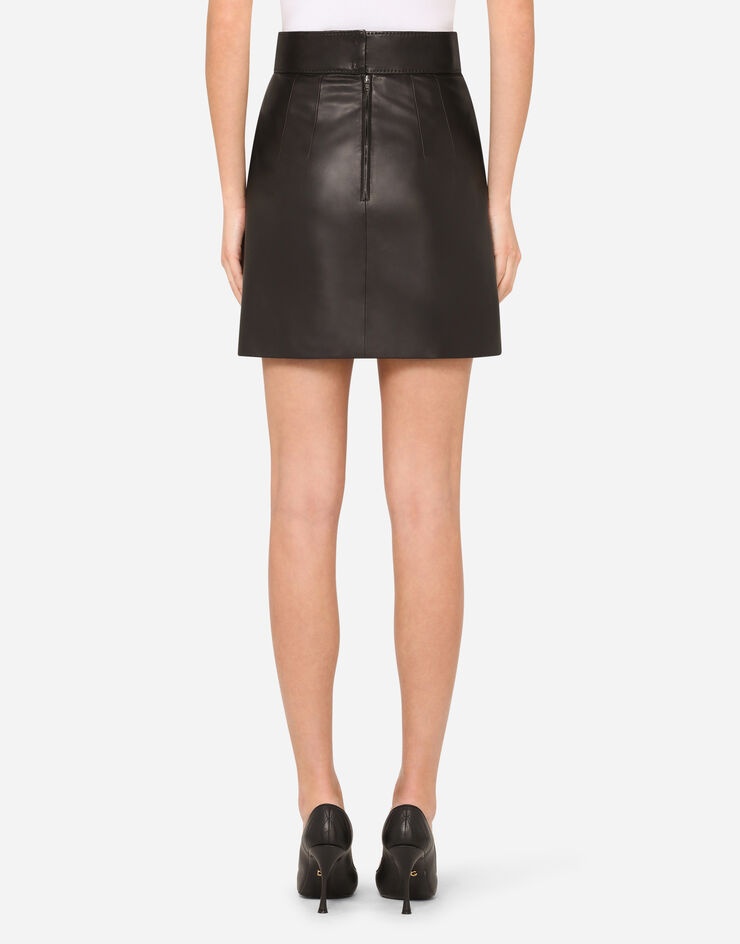 Leather a-line miniskirt - 2