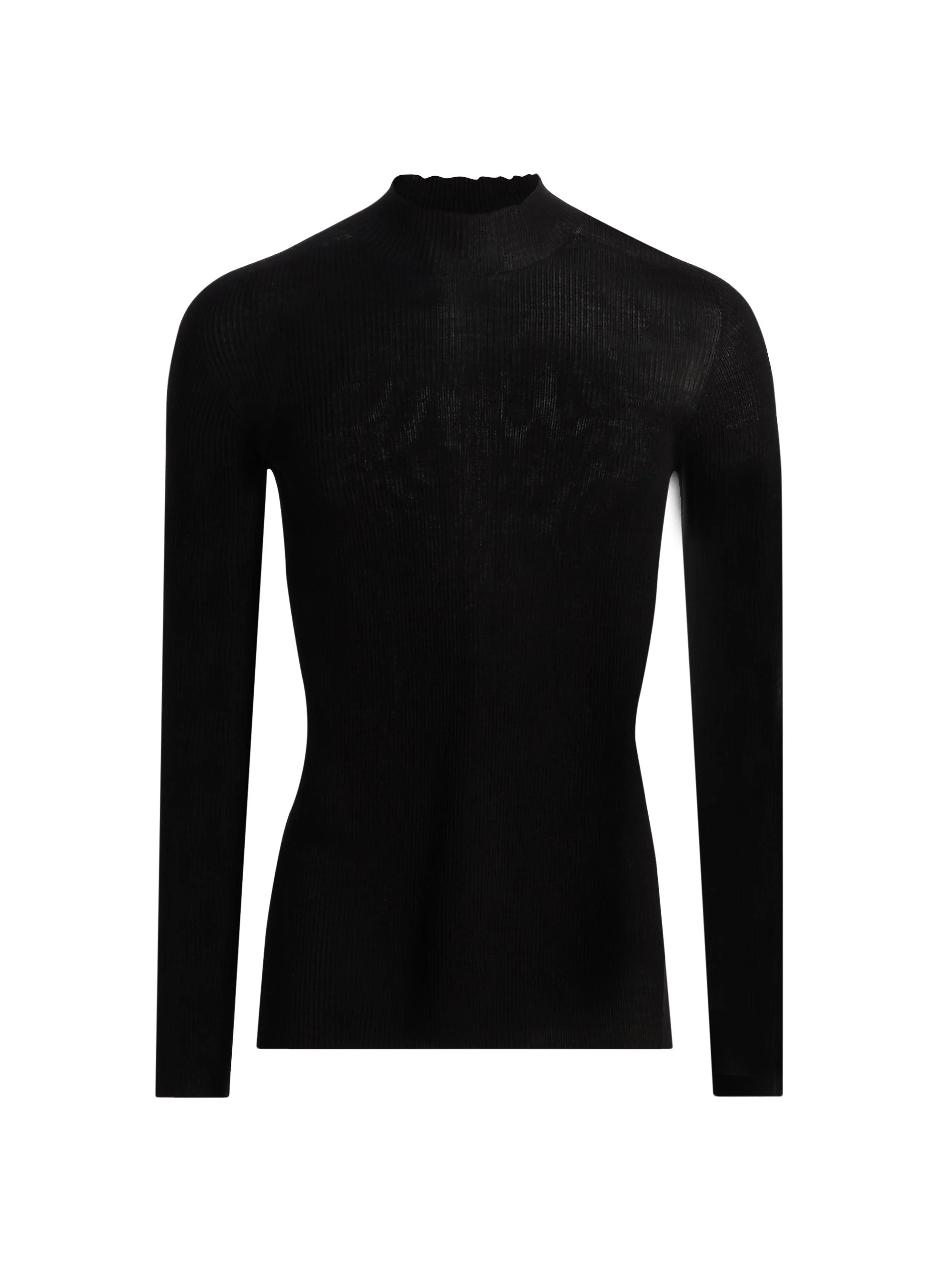 Men's Rib-Knit Wool Sweater - Black - 1