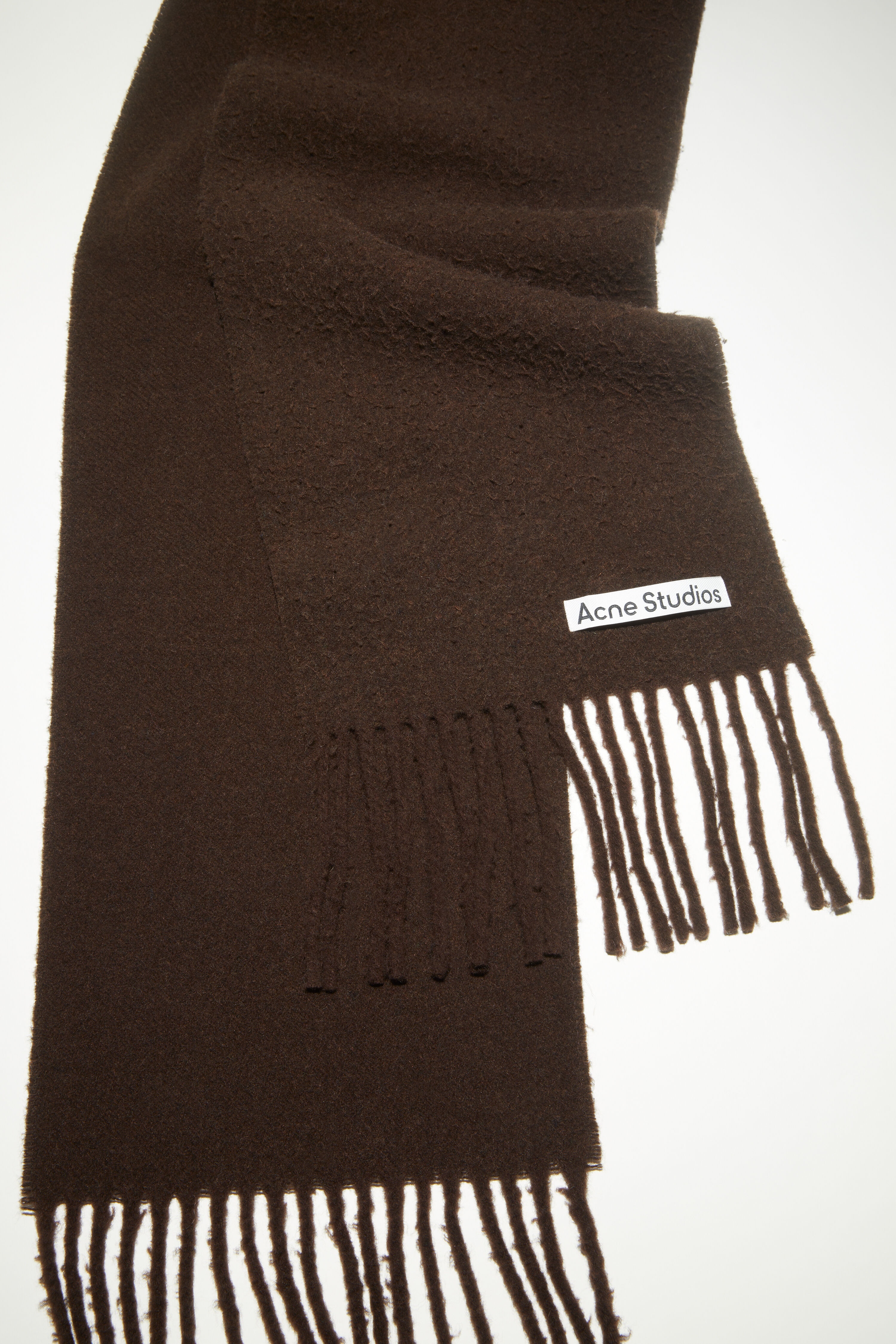 Wool fringe scarf - Chocolate brown - 4