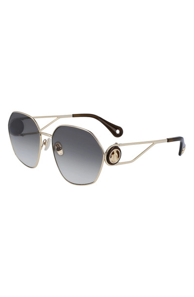 Lanvin Mother & Child 62mm Oversize Rectangular Sunglasses in Gold/Gradient Khaki outlook