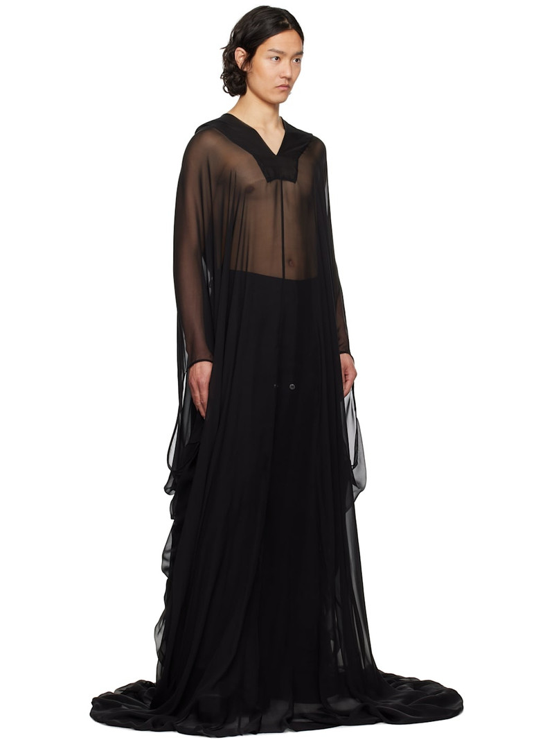 Rick Owens Black Hollywood Hooded Kaftan Pullover Coat outlook
