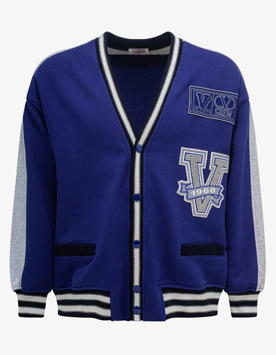 Valentino Blue V Crew Patches Cardigan - 1