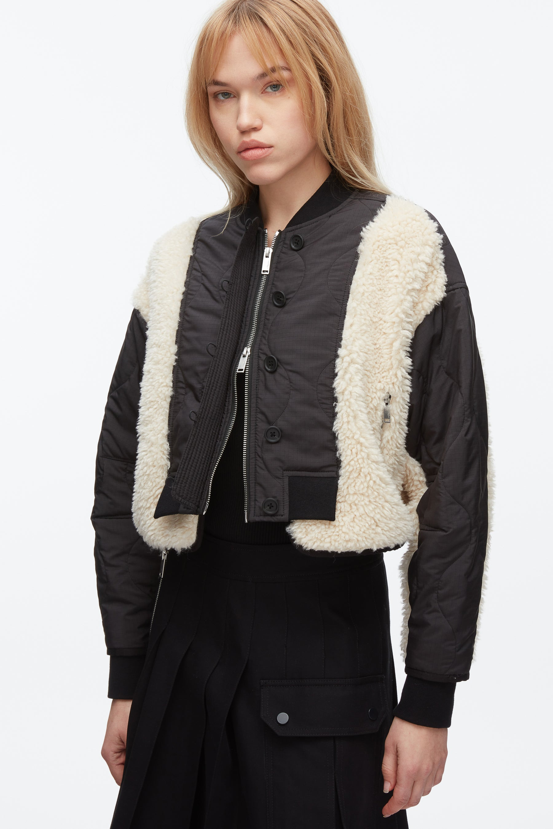 Cropped Sherpa Combo Bomber - 6