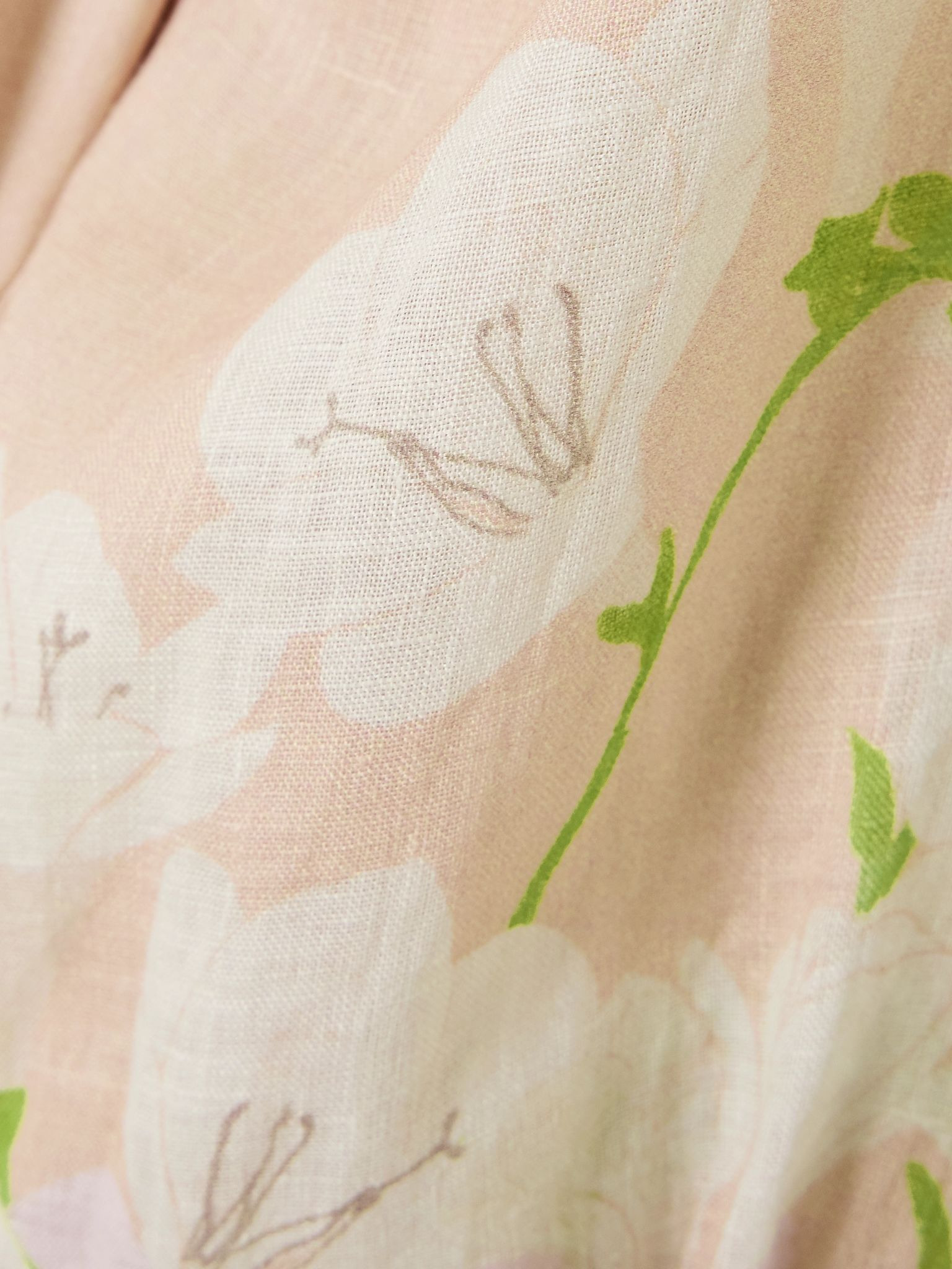 Cara off-the-shoulder gathered floral-print linen midi dress Antique rose - 4