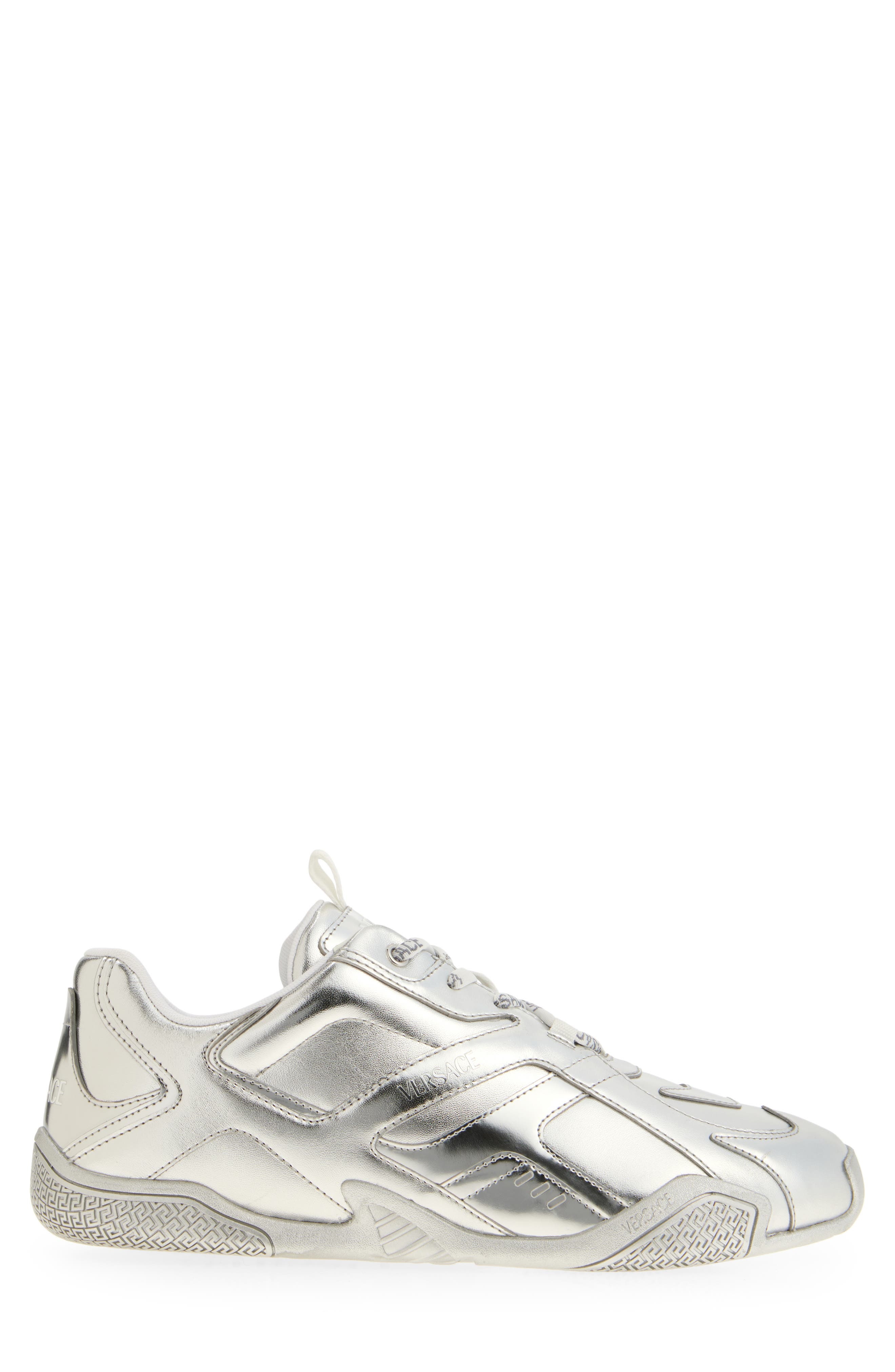 Versace Galaxia Metallic Leather Sneaker in Silver at Nordstrom - 3
