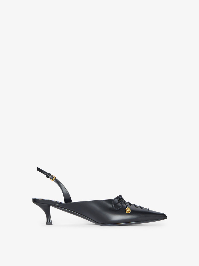 LACE-UP SLINGBACKS IN LEATHER - 1
