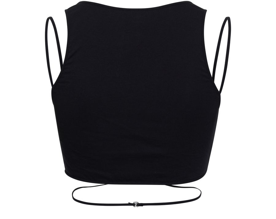 Cropped Tank Top With Front Key Hole - 3