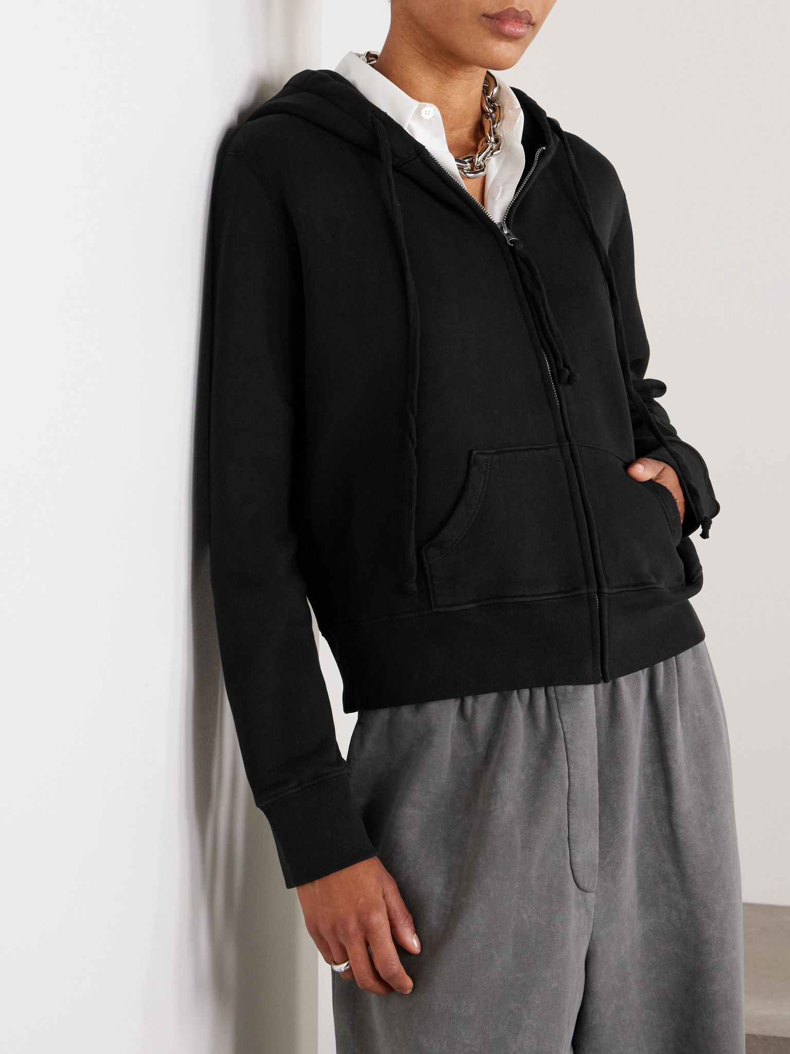 Callie cotton-jersey hoodie Black - 3