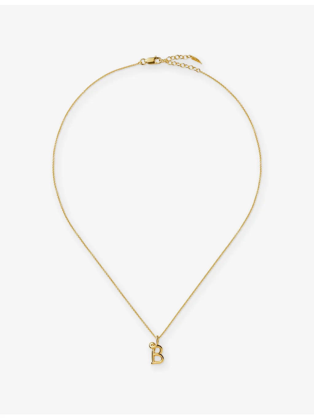 Initial B Curly Molten 18ct Yellow Gold Vermeil Mini Necklace - 1