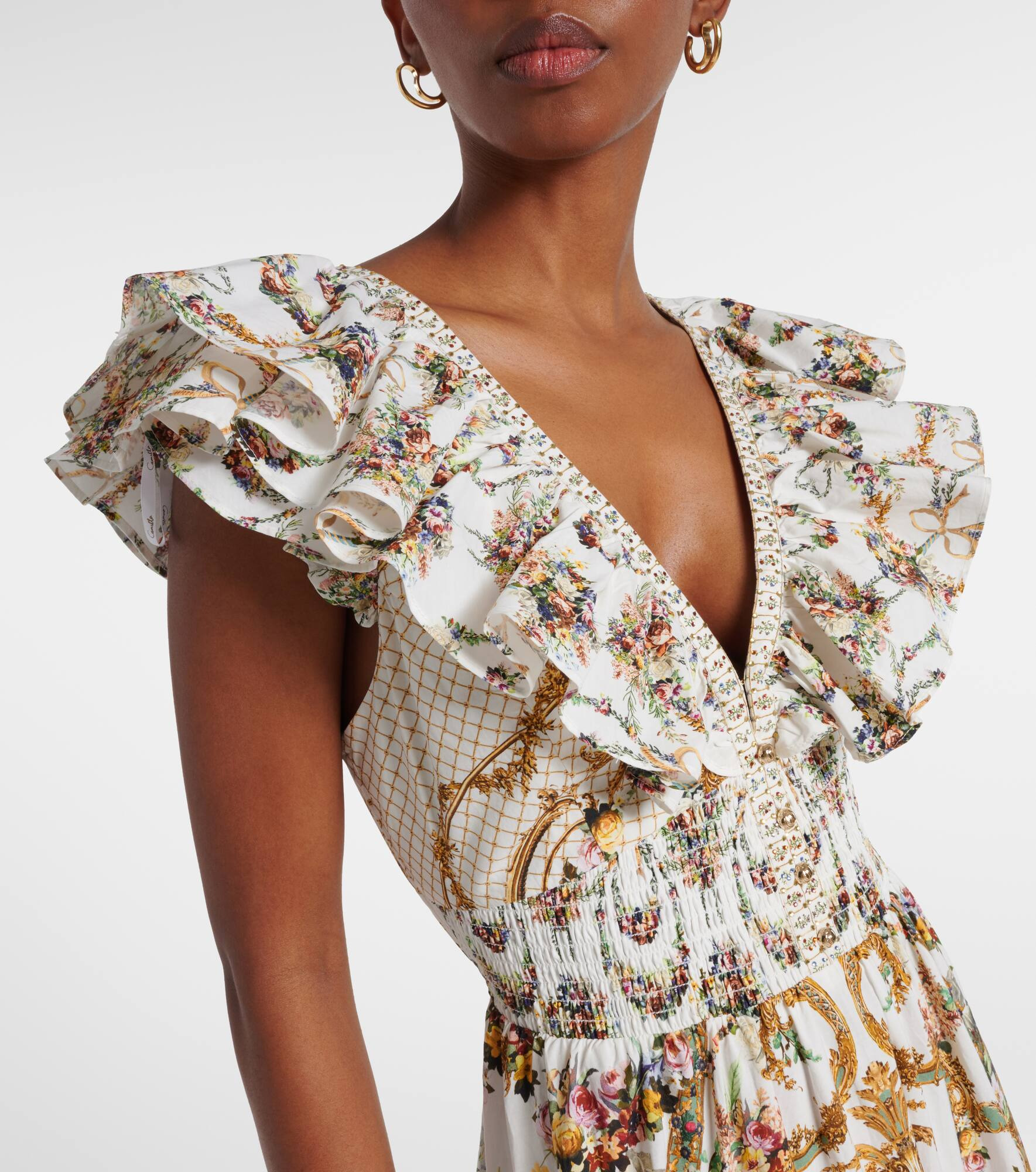 Floral ruffled cotton maxi dress - 4