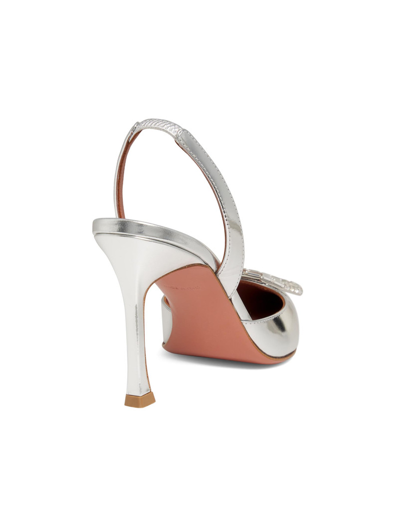 Women's Camelia 90MM Laminated Metallic Leather Slingback Pumps - Mirror Silver 3