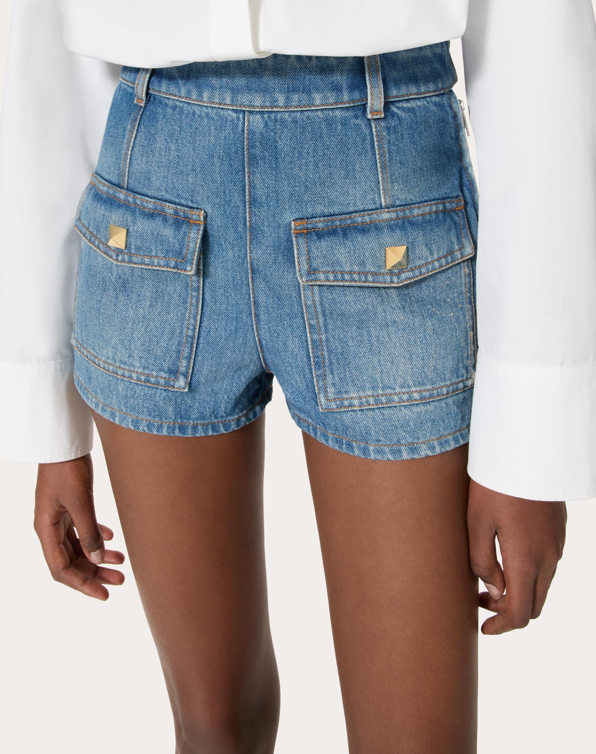 DEEP BLUE DENIM SHORTS - 5