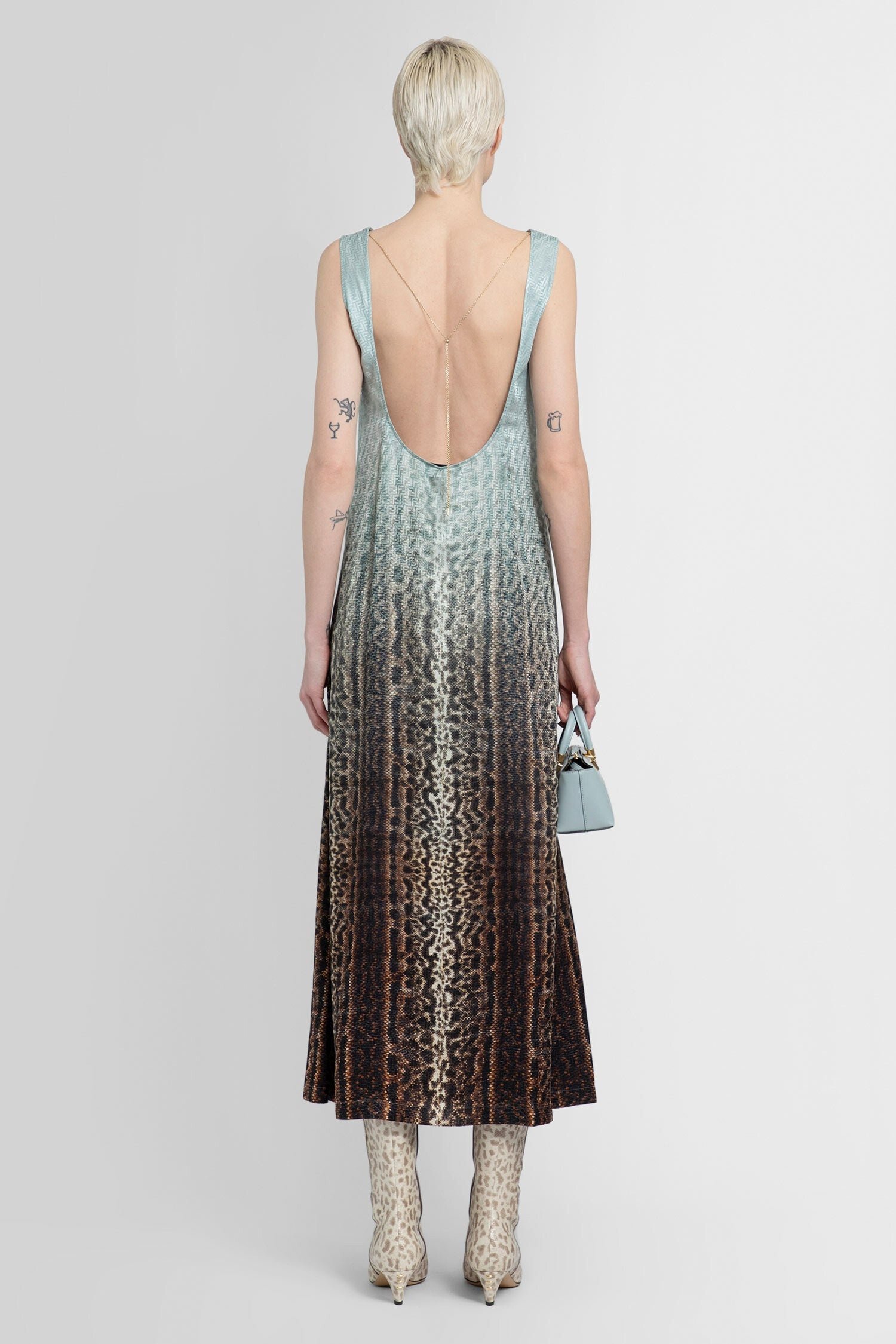 FENDI Gradient-Snake-Print-Dress-In-Silk | antonioli