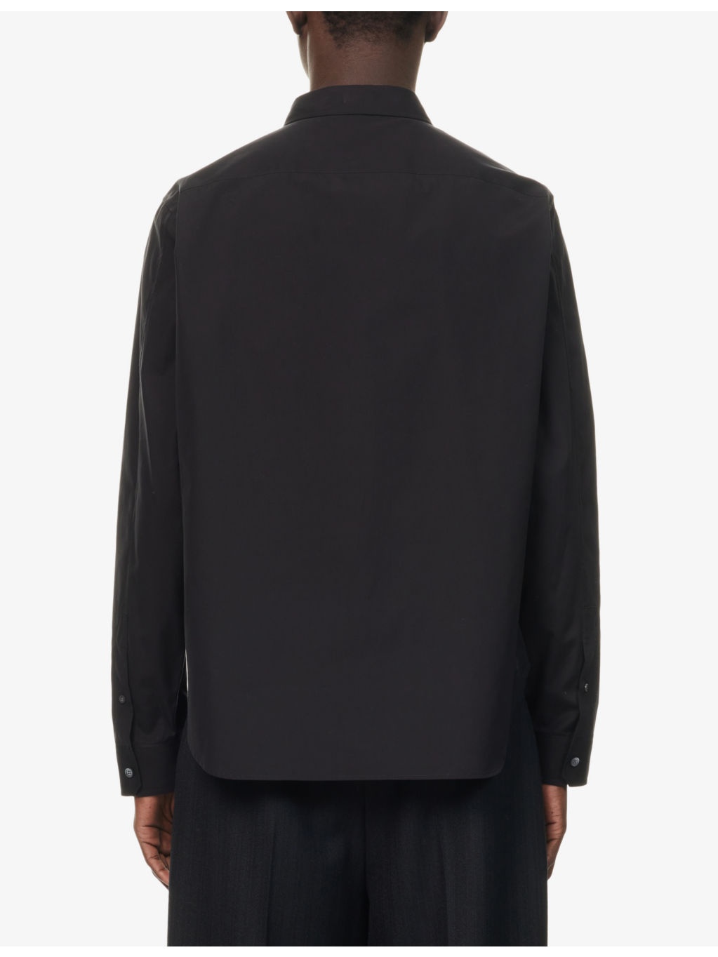 Brand-Embroidery Patch-Pocket Long-Sleeve Cotton Shirt - 4