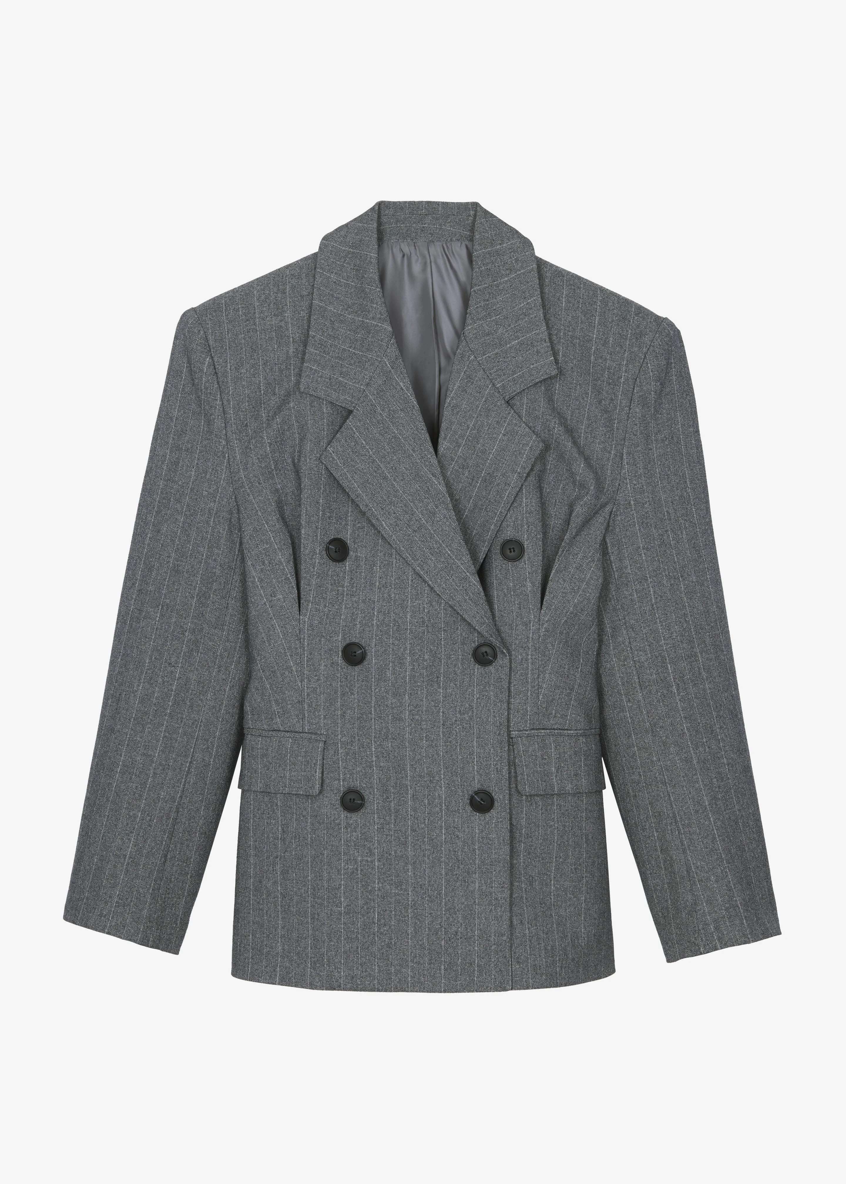 Tenby Striped Cinched Blazer - Grey Melange - 1