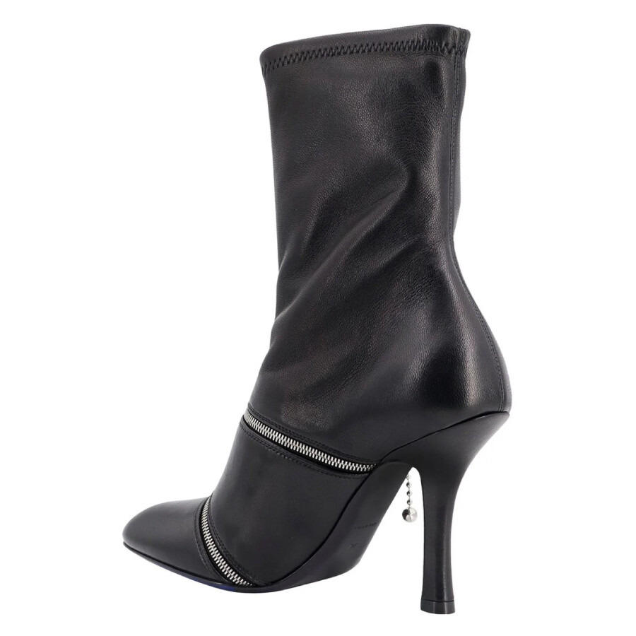 Burberry Peep Square Toe Leather Ankle Boots - 3