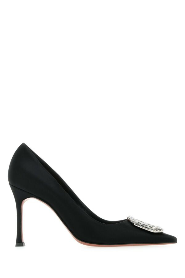 Amina Muaddi Women Camelia Pump 90 Satin Black White B - 4