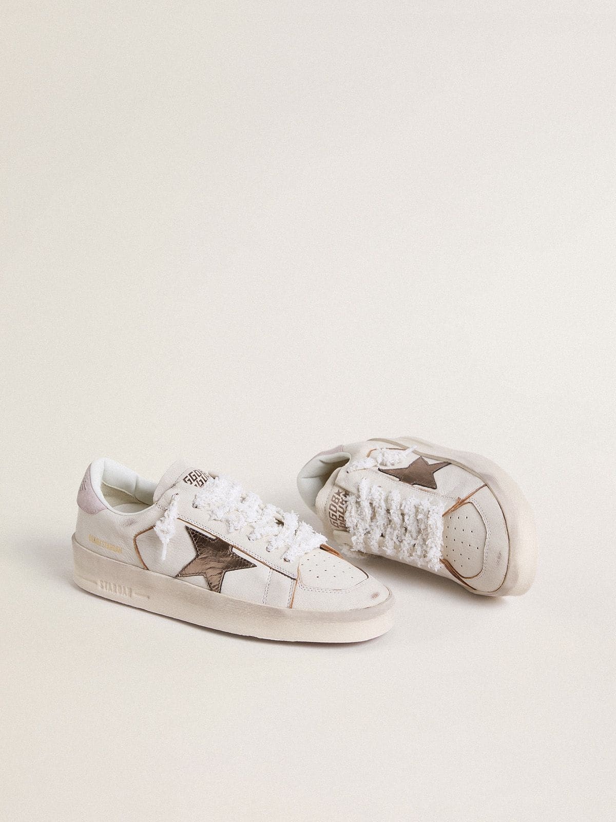 Stardan in nappa leather with metallic silver leather star and pink suede heel tab - 2