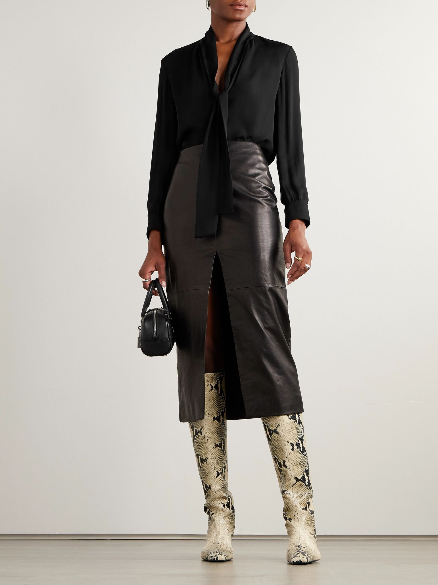 Janese scarf-detailed silk-chiffon blouse Black - 2