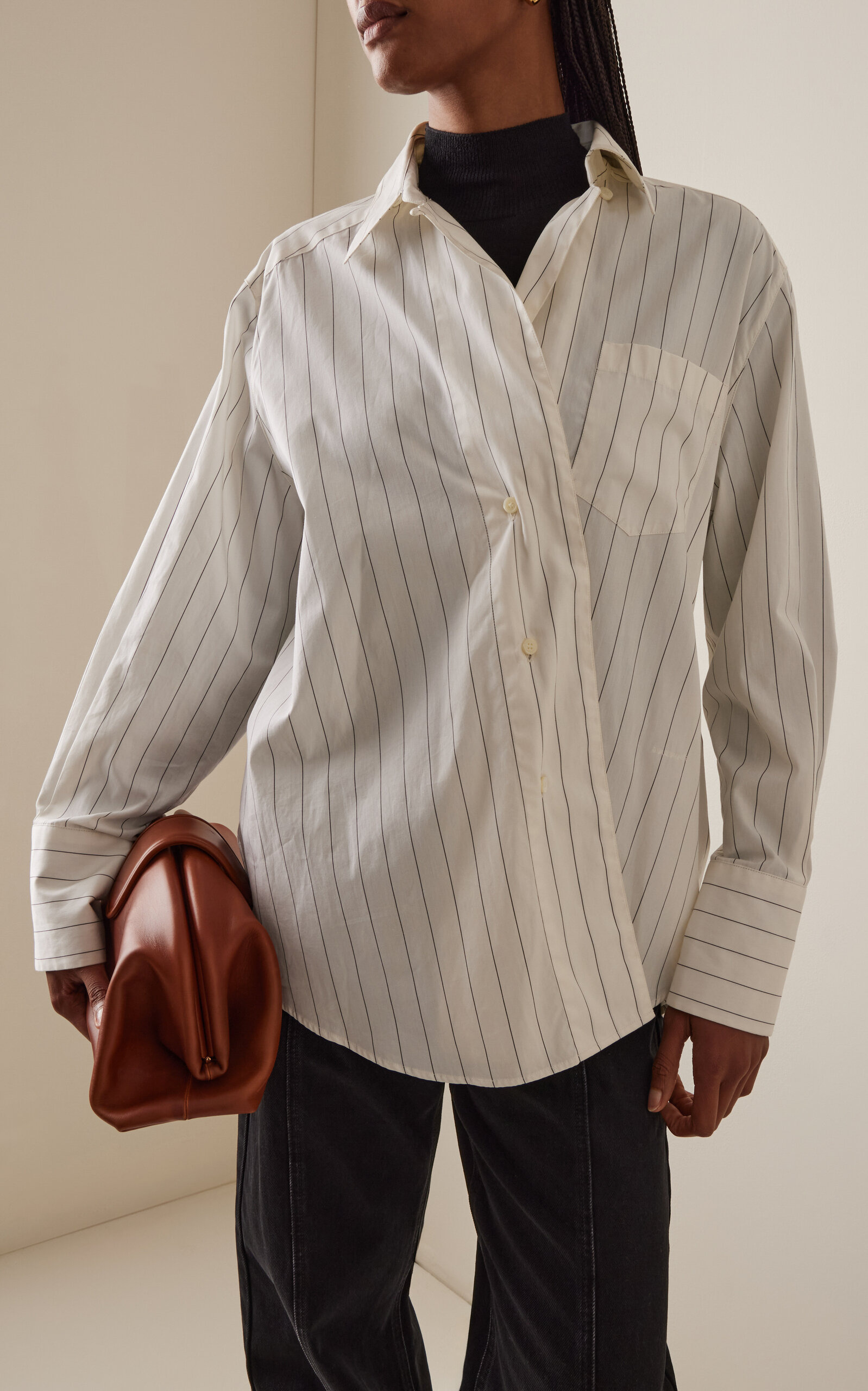 Asymmetric Cotton Shirt black/white - 2