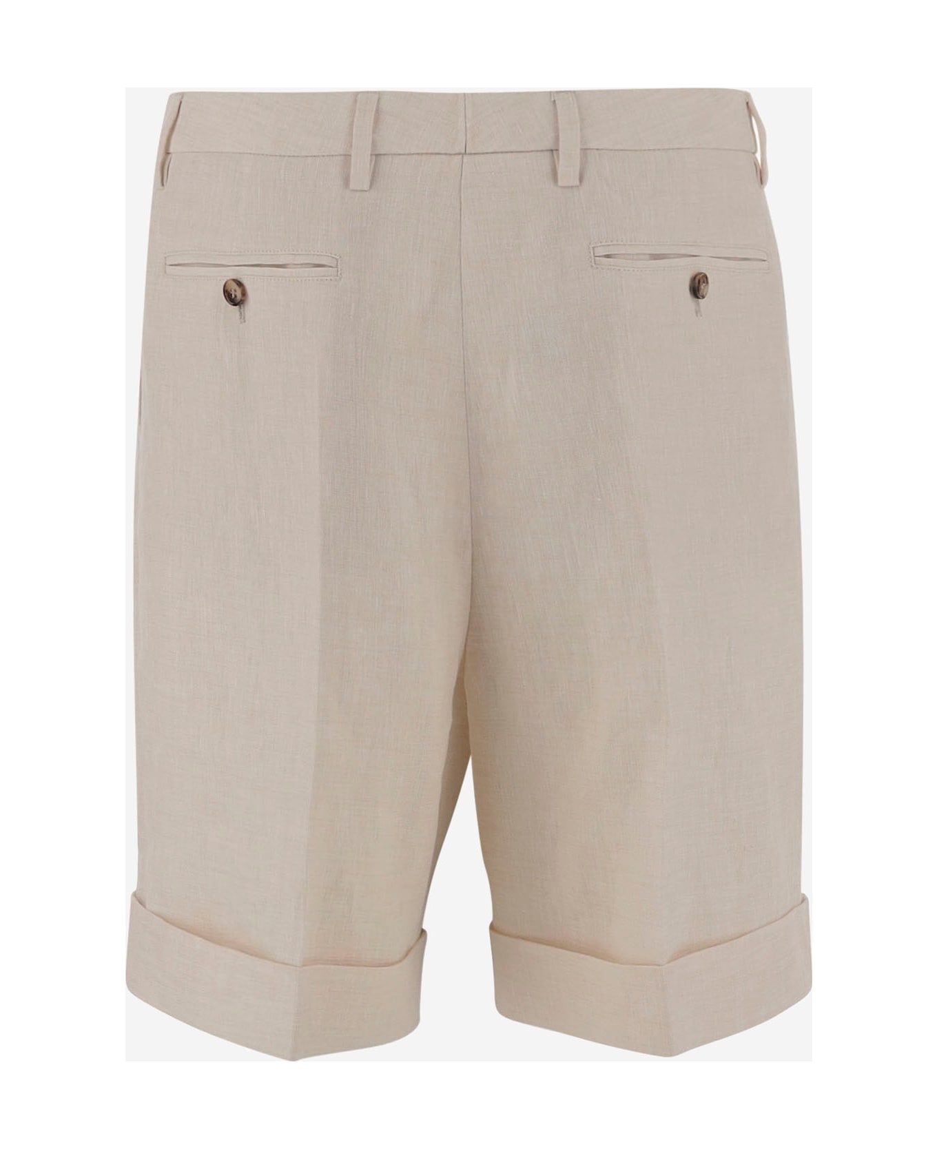 【関税込み】VALENTINO GARAVANI LINEN SHORTS Neutral Pleated linen-canvas shorts | VALENTINO GARAVANI