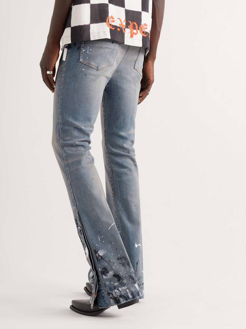 Slim-Fit Flared Paint-Splattered Jeans 4