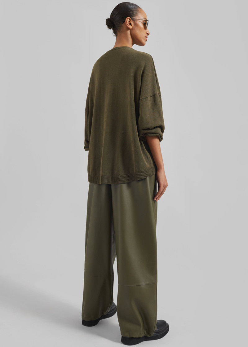 Briar Faux Leather Balloon Pants - Khaki 8