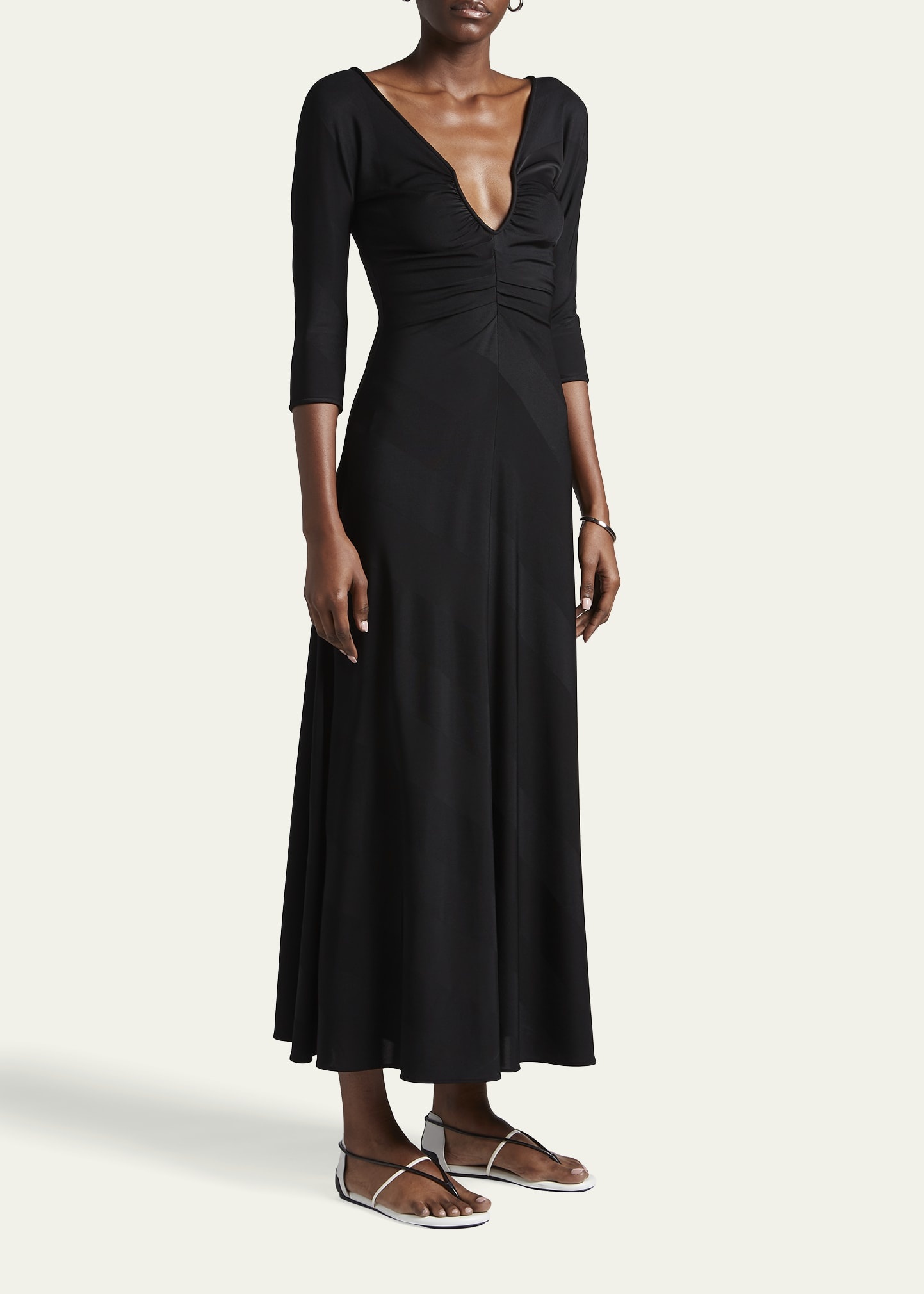 Jacquard Jersey Diagonal Stripe Maxi Dress - 4