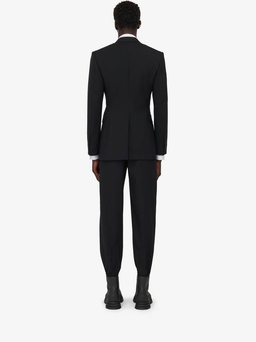 Men's Neat Shoulder Double-breasted Jacket in Black - 5