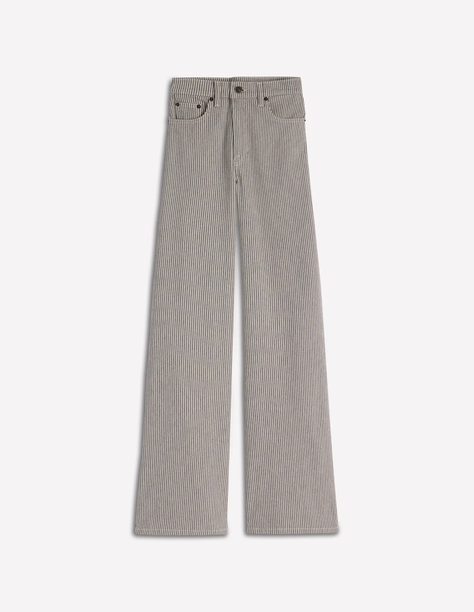 High Rise Wide Leg Jeans-Blue Stripe - 1
