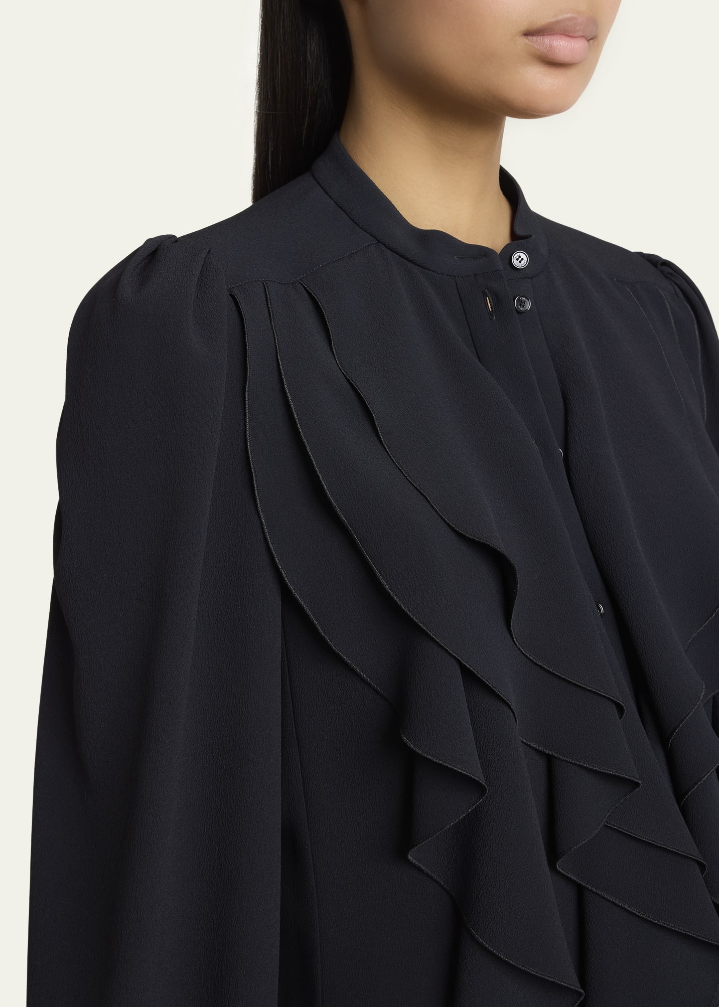 Ruffle Front Long-Sleeve Mini Dress - 5