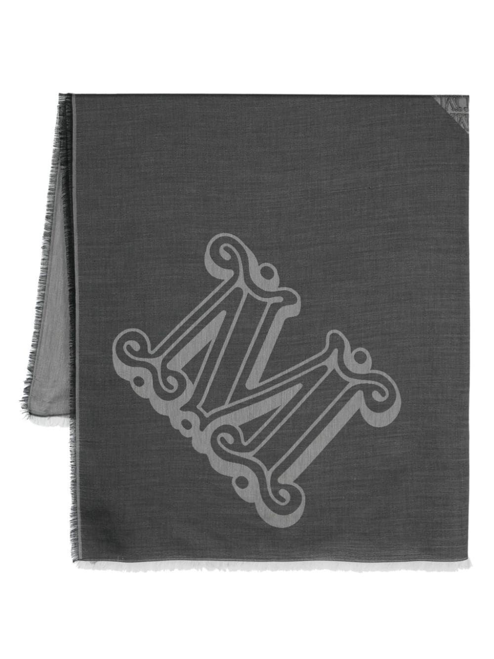 monogram-jacquard frayed scarf - 1