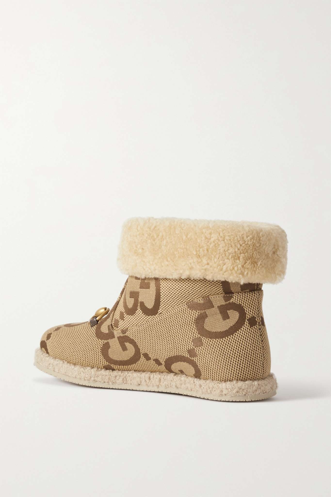 Fria horsebit-detailed shearling-lined canvas ankle boots - 3