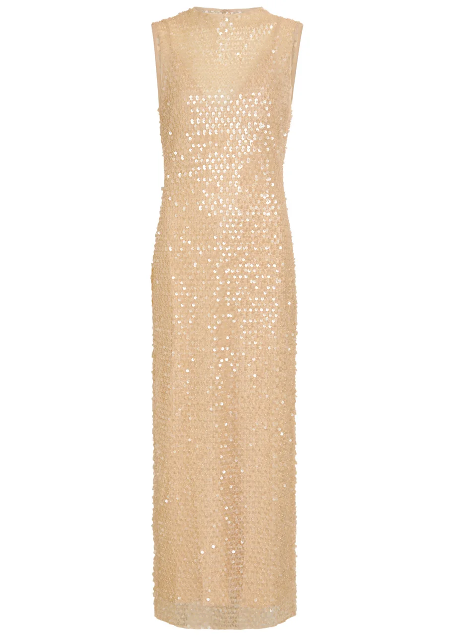 Shona Joy Everly Sequin-embellished Stretch-mesh Maxi Dress - 1