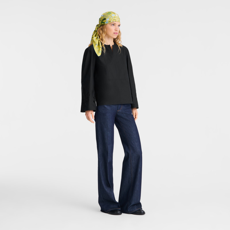 Longchamp Blouse Black - Poplin embroidered outlook