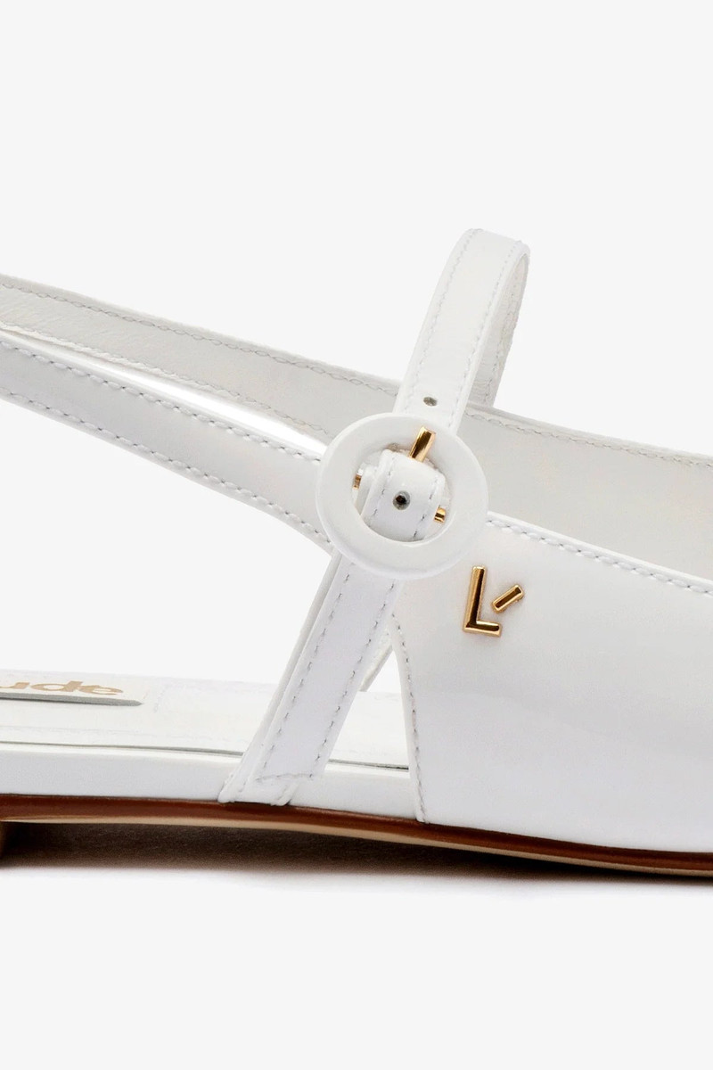 Georgina Ballet Flat In White Patent Leather 4
