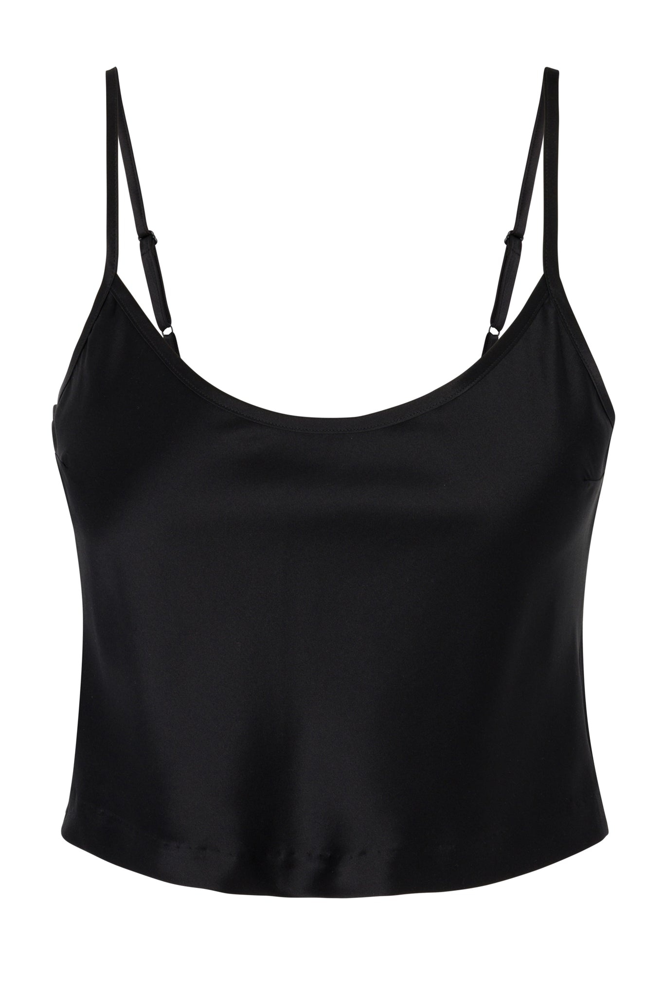 BLACK SILK CROPPED CAMI - 5