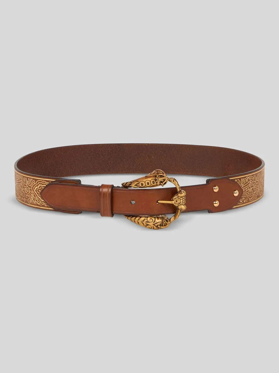 LEATHER BELT WITH ANIMAL BUCKLE - 1