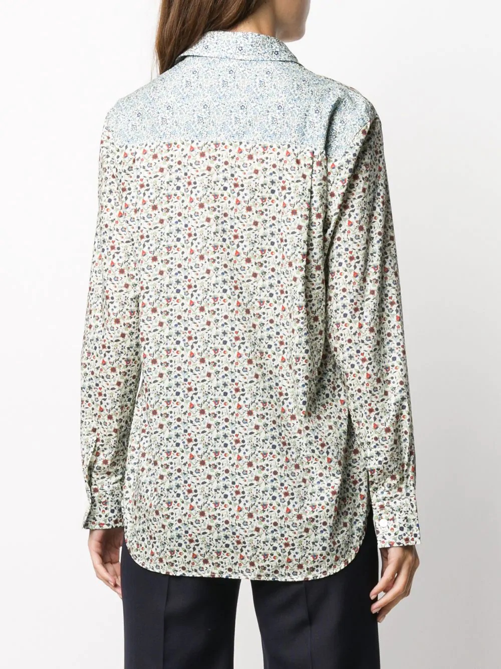 floral-print contrast shirt  - 4