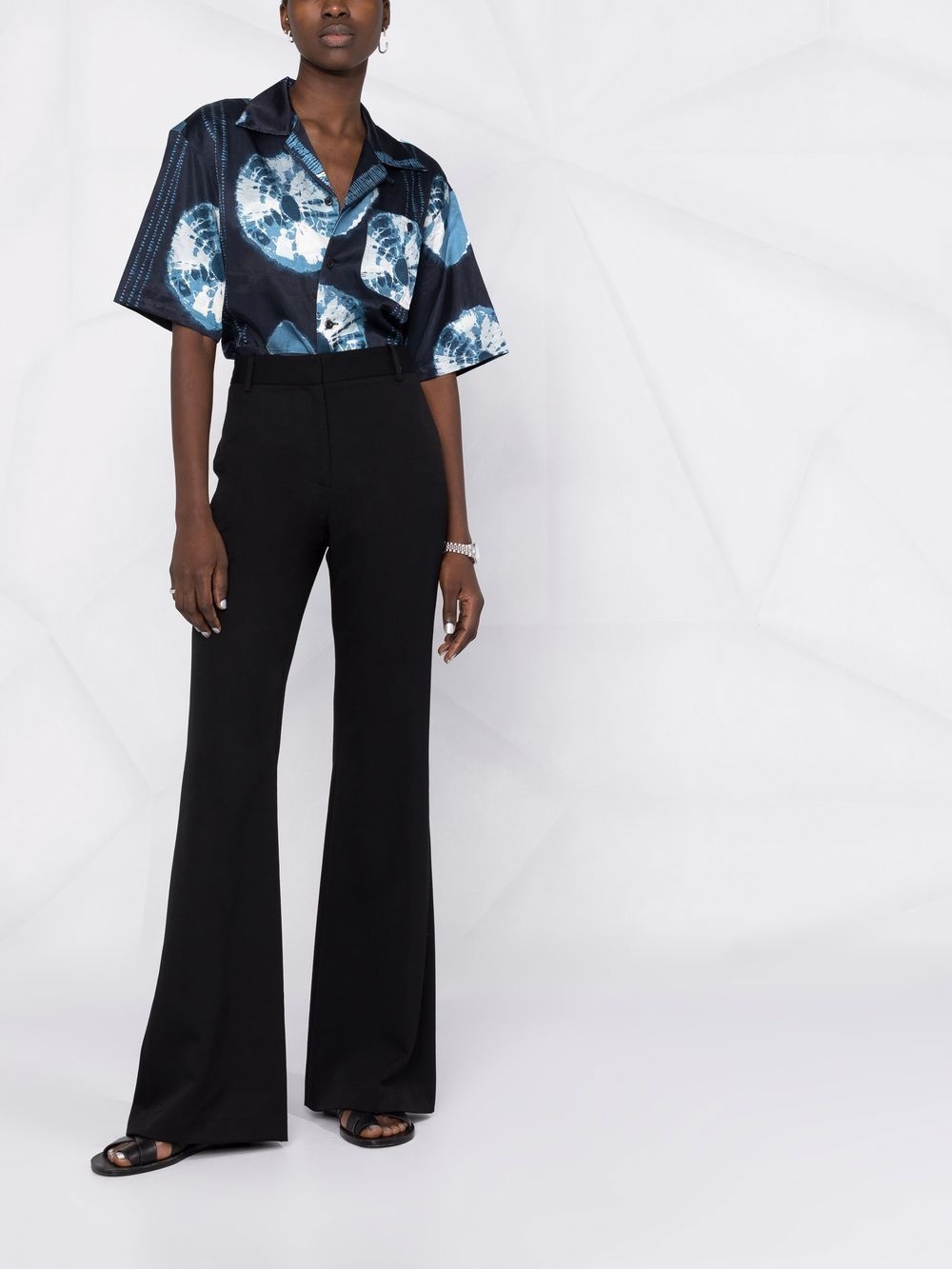 high-waisted flared trousers - 6