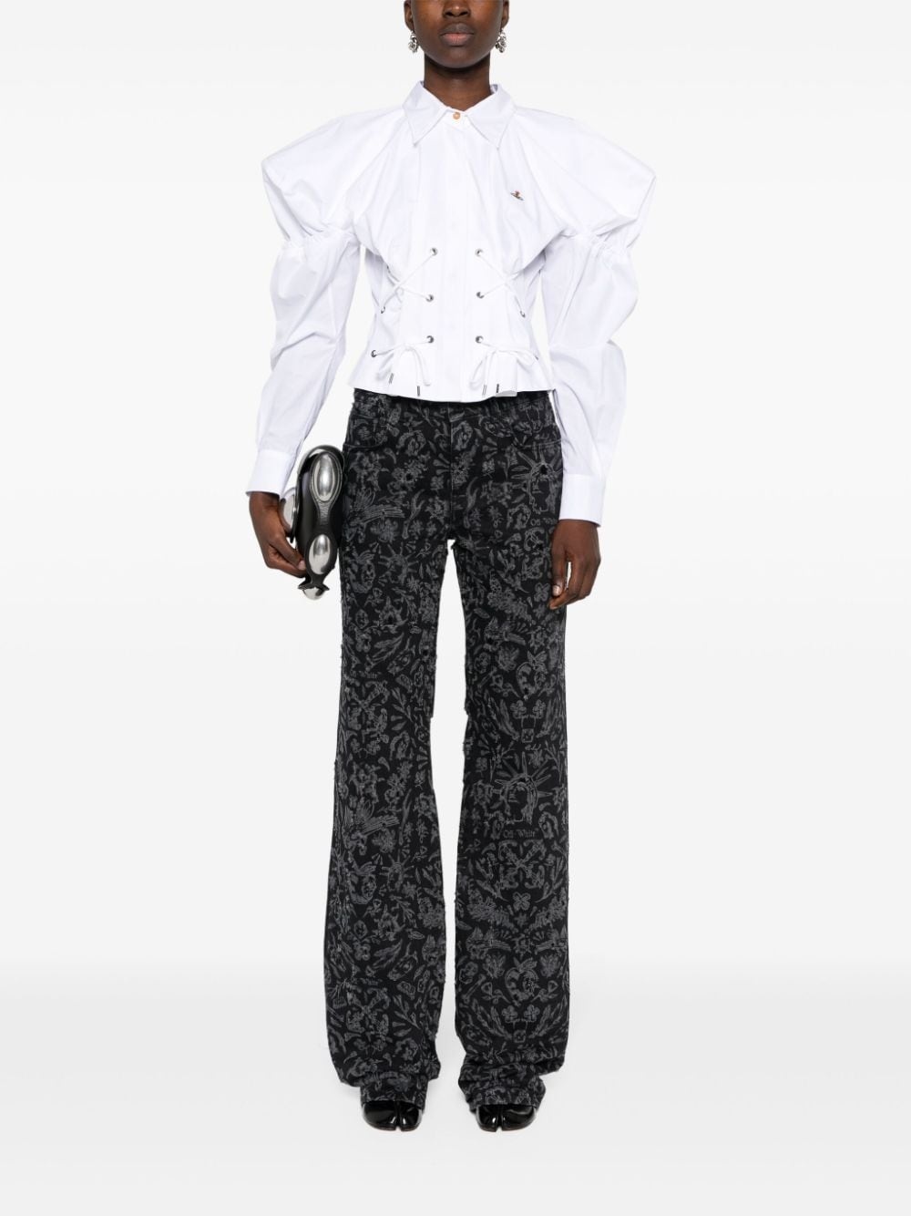 Orb-embroidered cotton shirt - 2