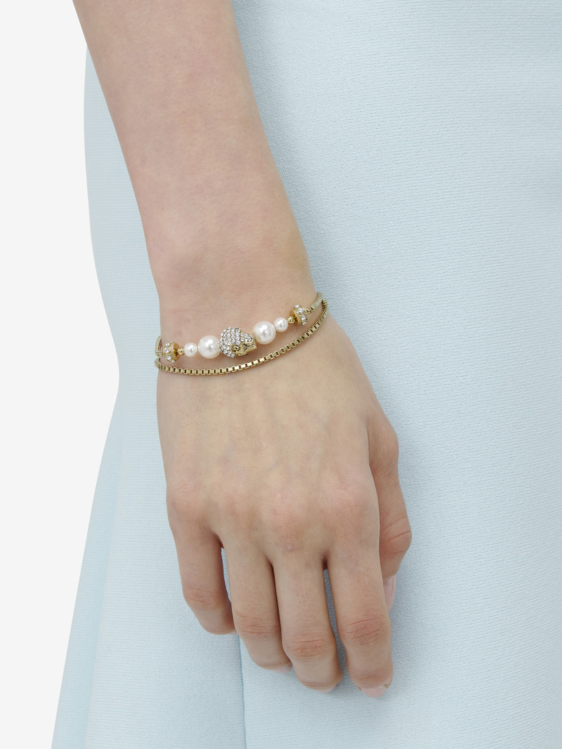Alexander McQueen Skull And Pearl Chain Bracelet outlook