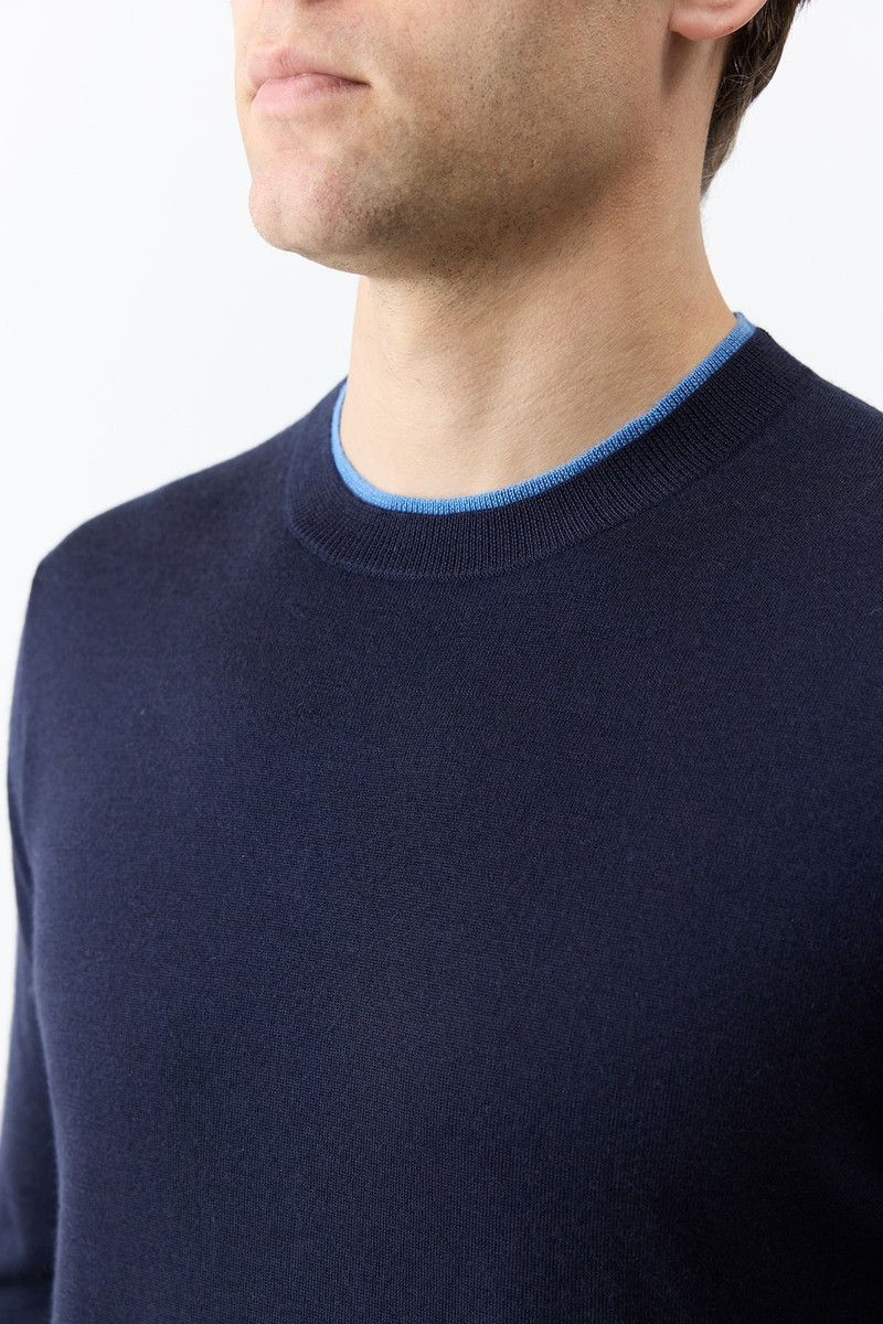 GABRIELA HEARST Wells Knit Sweater in Dark Navy & Sky Cashmere Silk outlook
