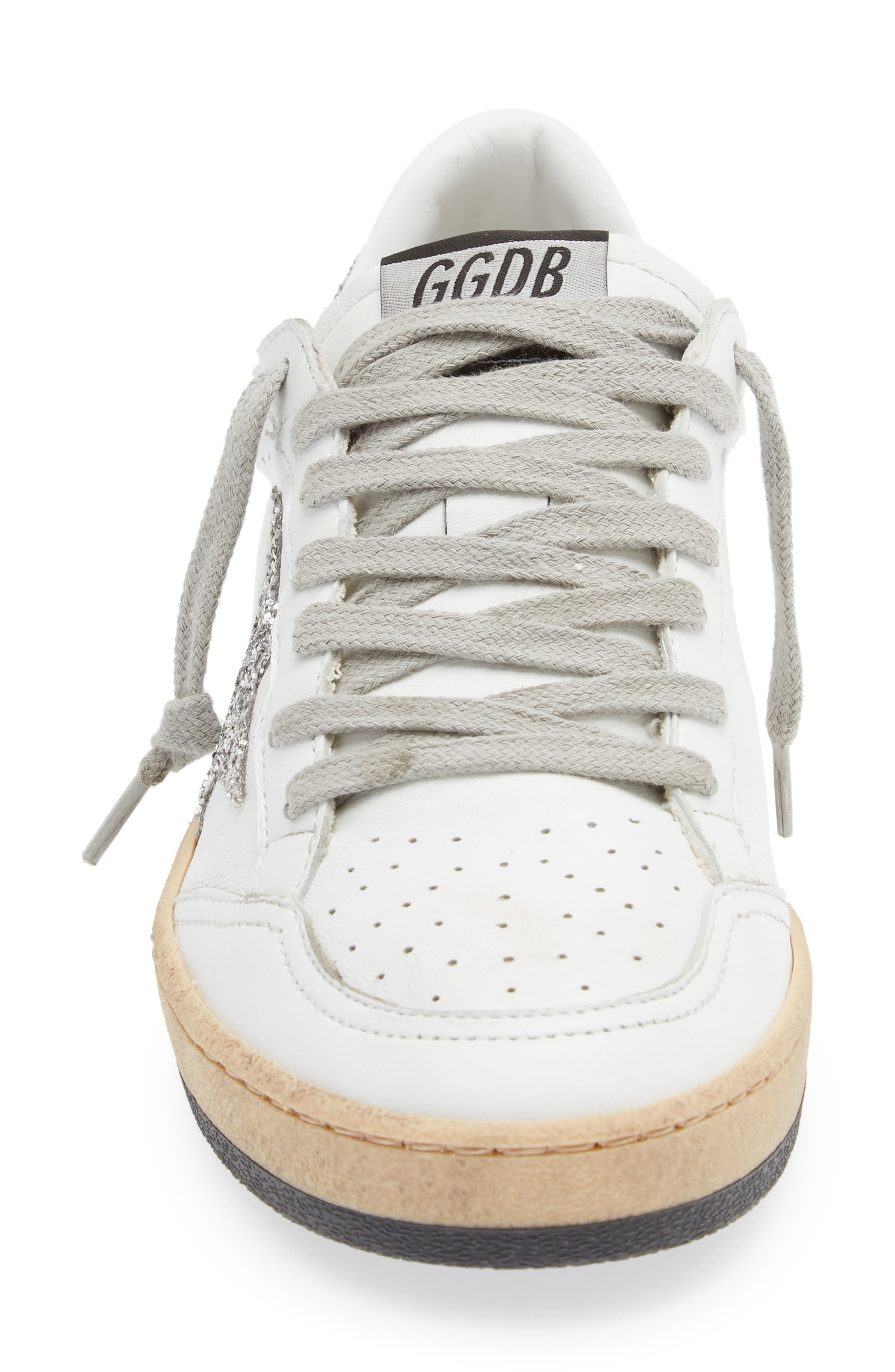Golden Goose Ball Star Low Top Sneaker in White/Silver at Nordstrom - 4