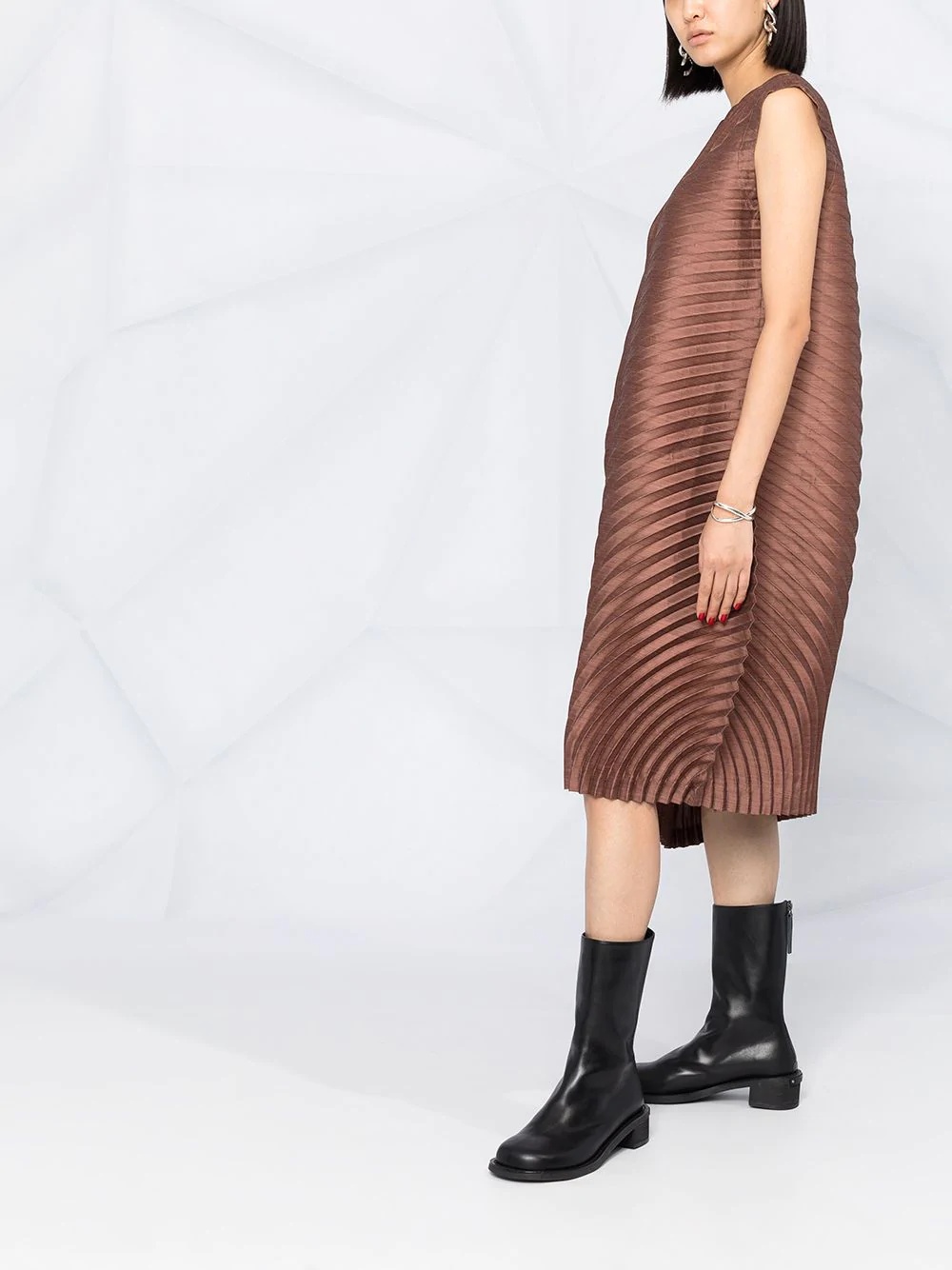 pleated asymmetric dress - 4