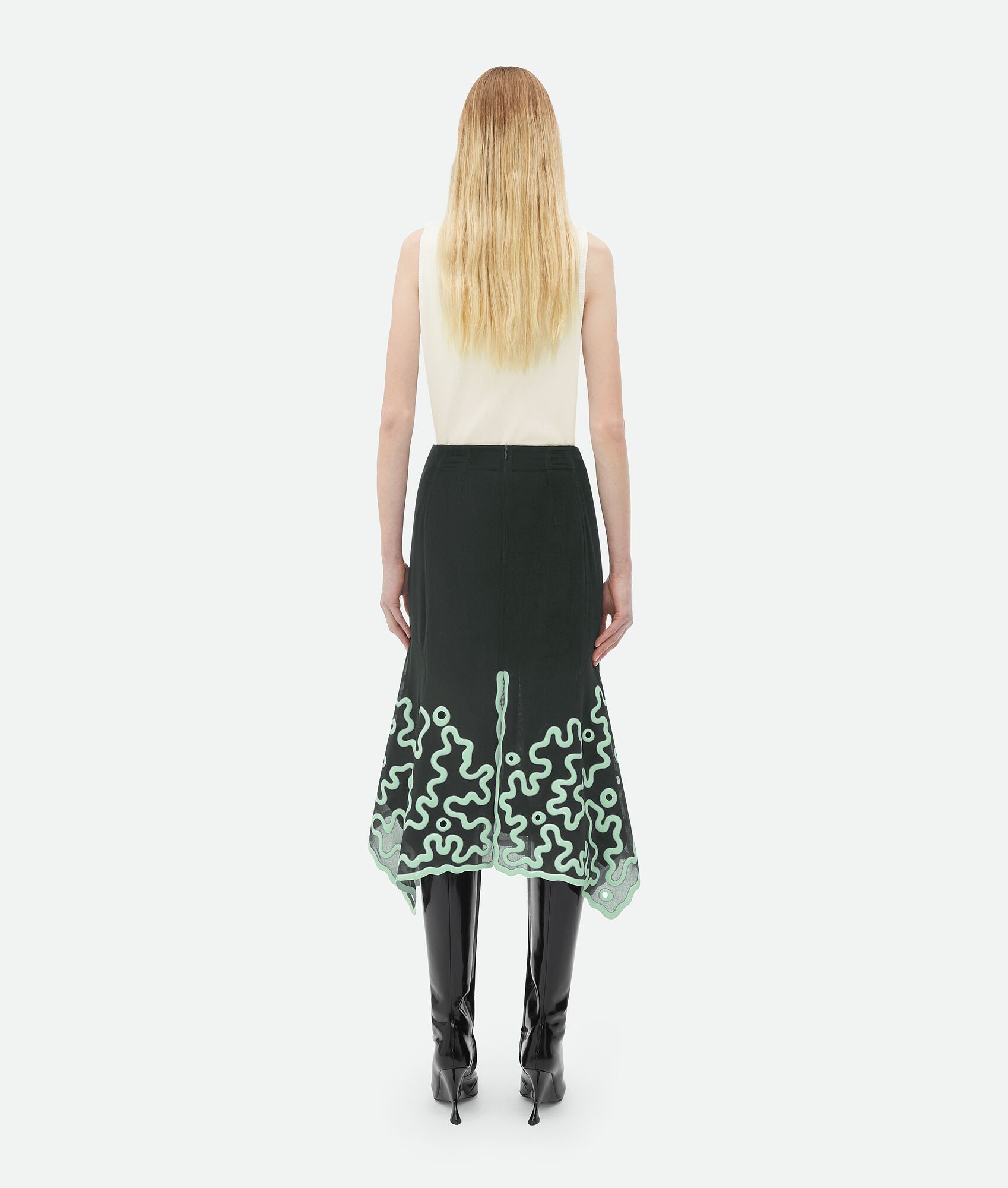 Cotton Midi Skirt With Silicone Motif - 3
