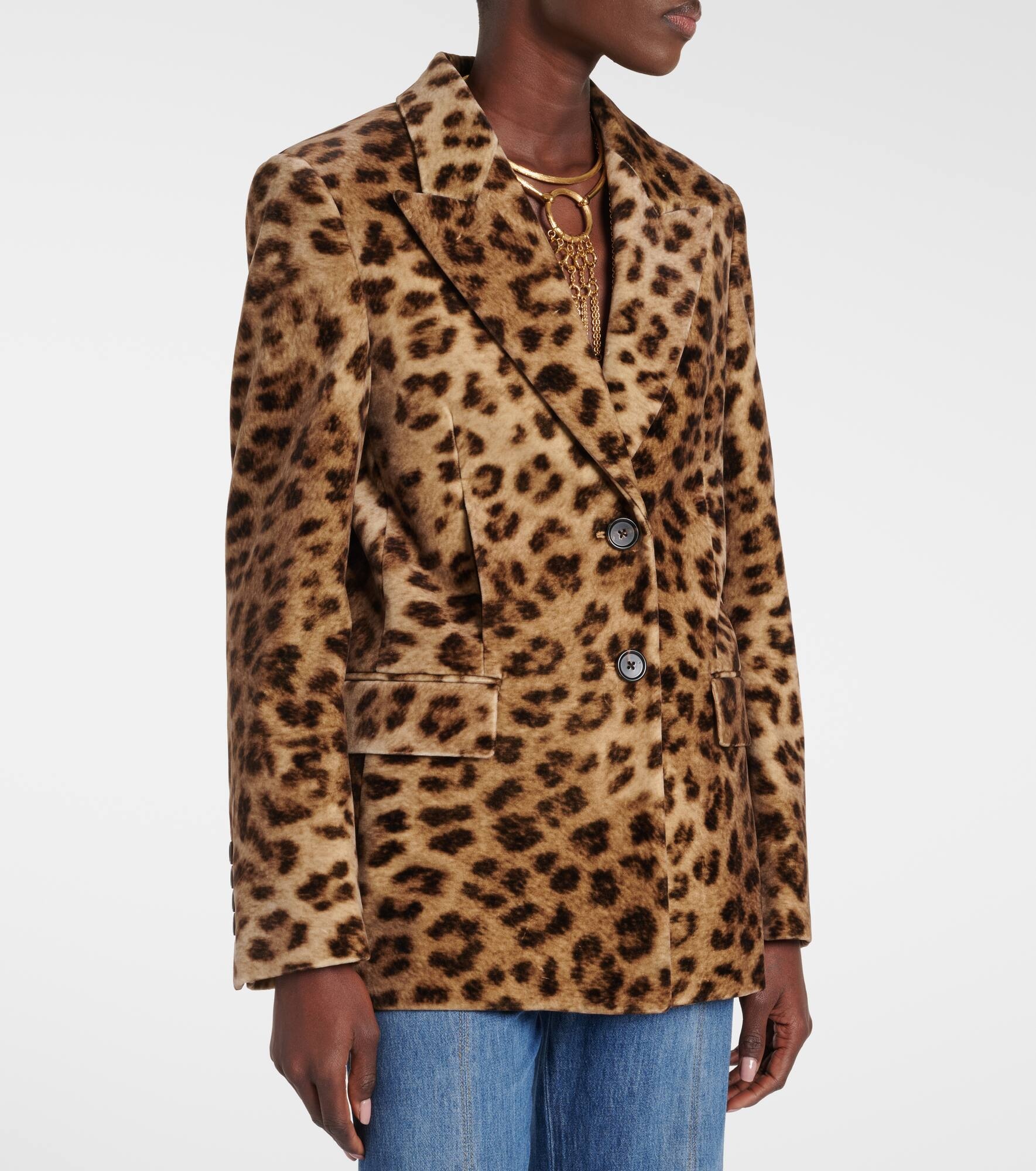 Leopard-print cotton blazer - 6