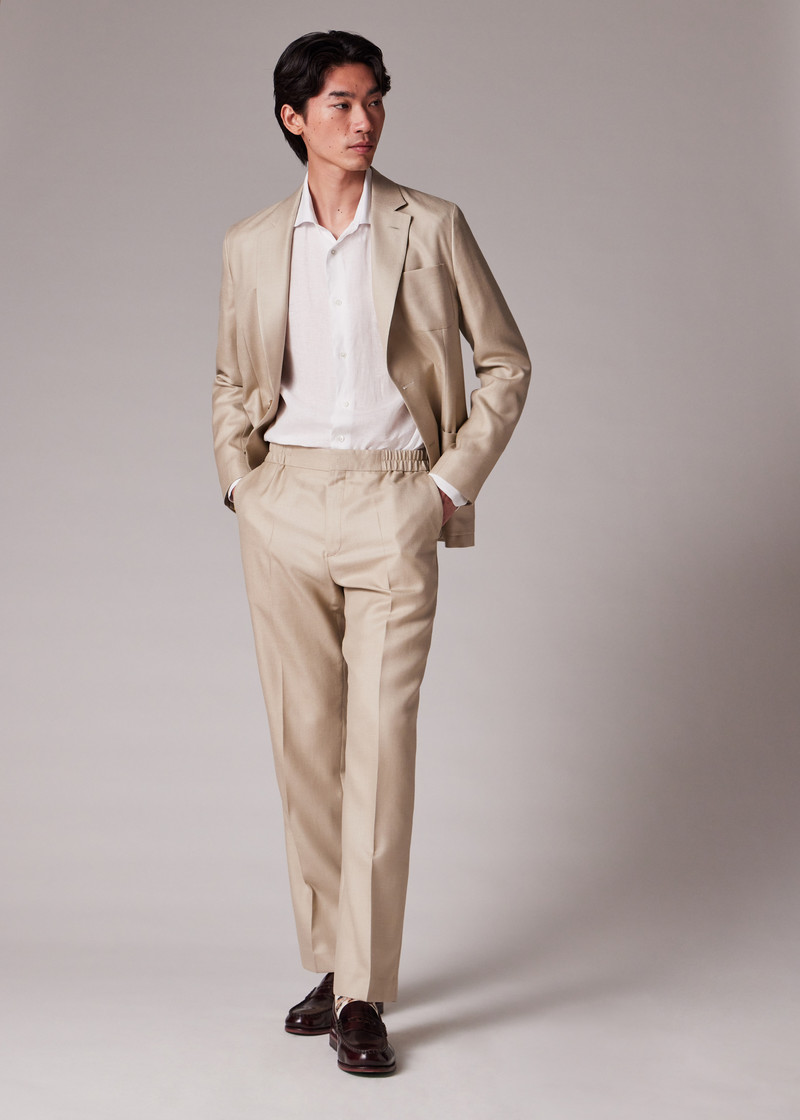 Light Camel Wool-Silk Unlined Suit 7