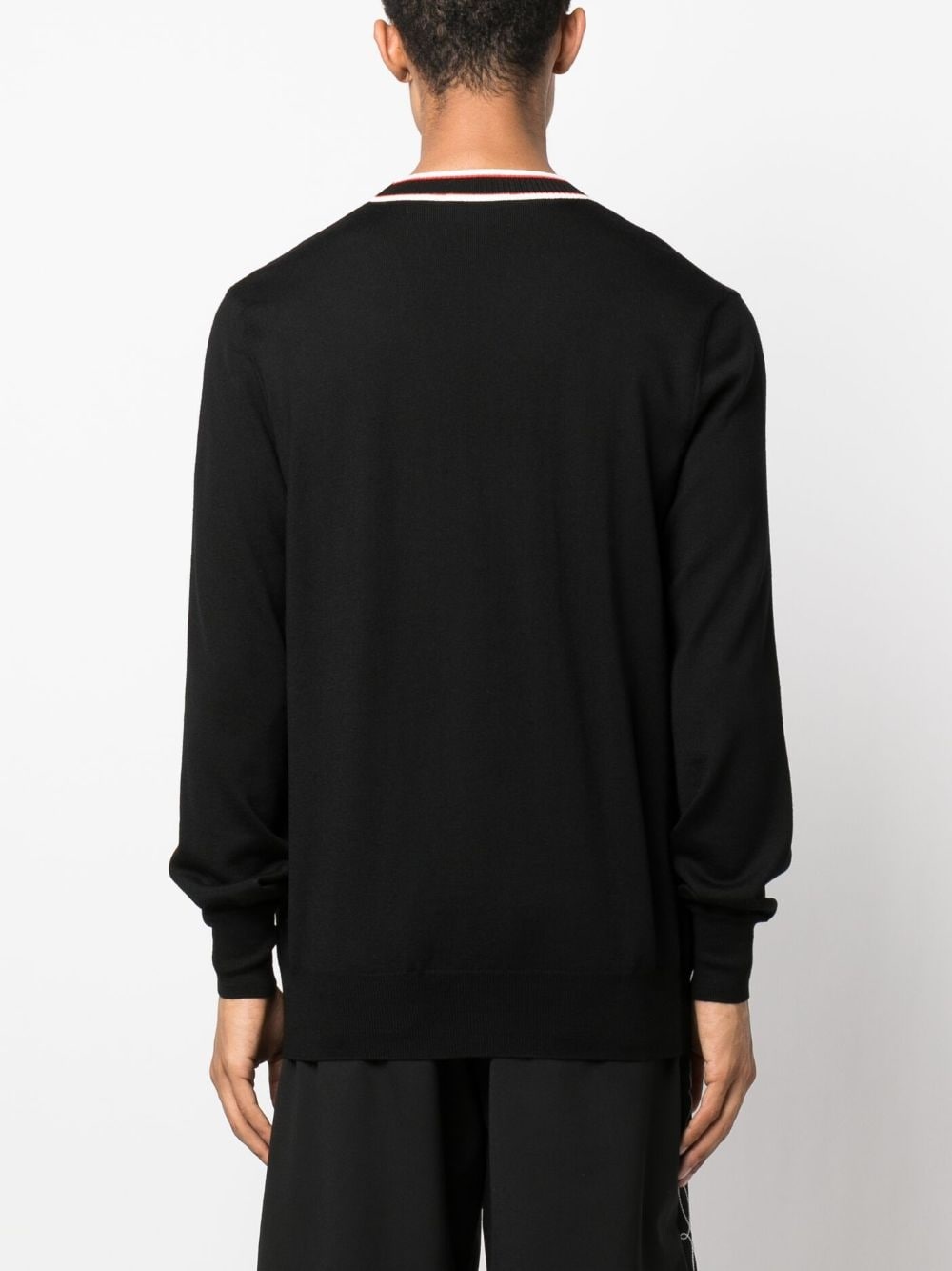 striped-edge V-neck cardigan - 4